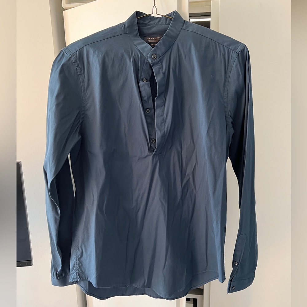 Zara Man slim-fit shirt in blue - L
